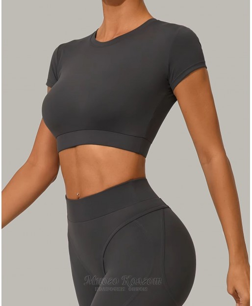 Бесшовный женский фитнес комплект Crop T-shirt + Leggings model 142